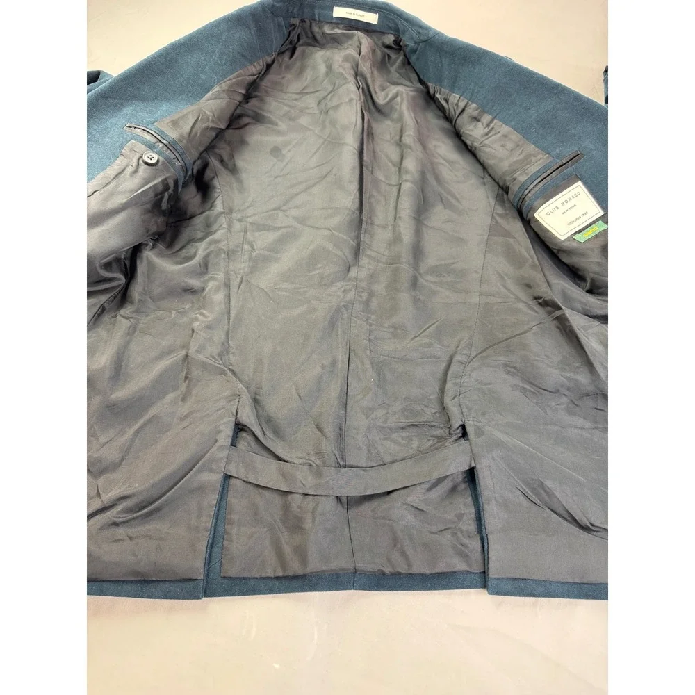 Club Monaco Grant Fit Mens 38 Cotton Blazer Sport Coat Dark Teal Blue Academia